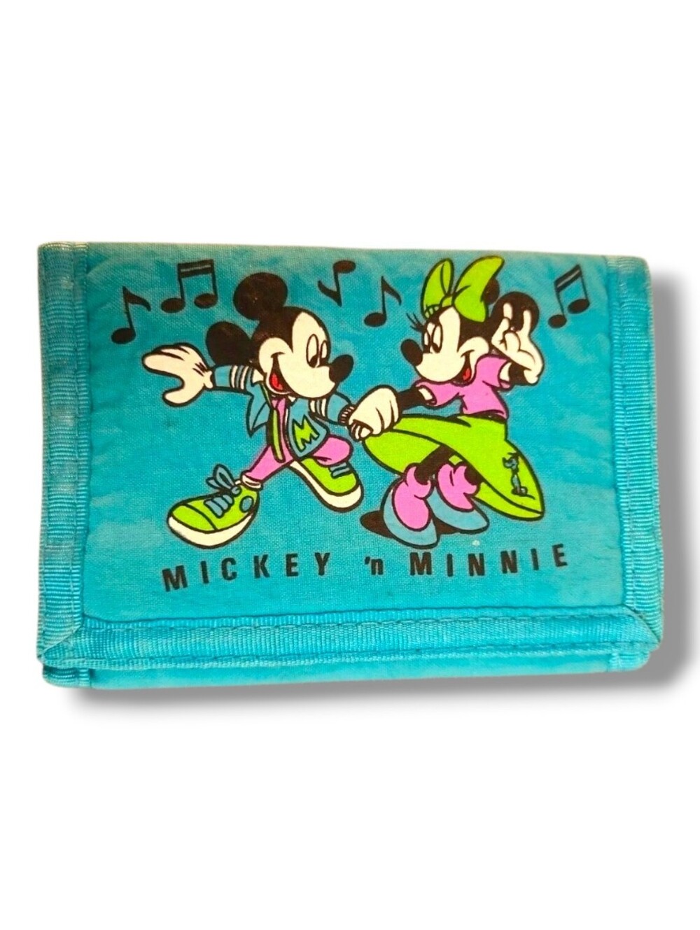 Vintage Disney Dancing Mickey and Minnie Mouse Hook N Loop Wallet
